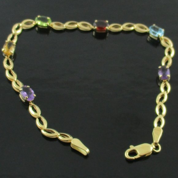 14K Yellow Gold 2.10 ct tw Multi-gemstone Bracelet - Picture 7 of 7